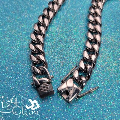 Stainless Steel Silver 10mm 18" w/clasp Miami Cuban Chain