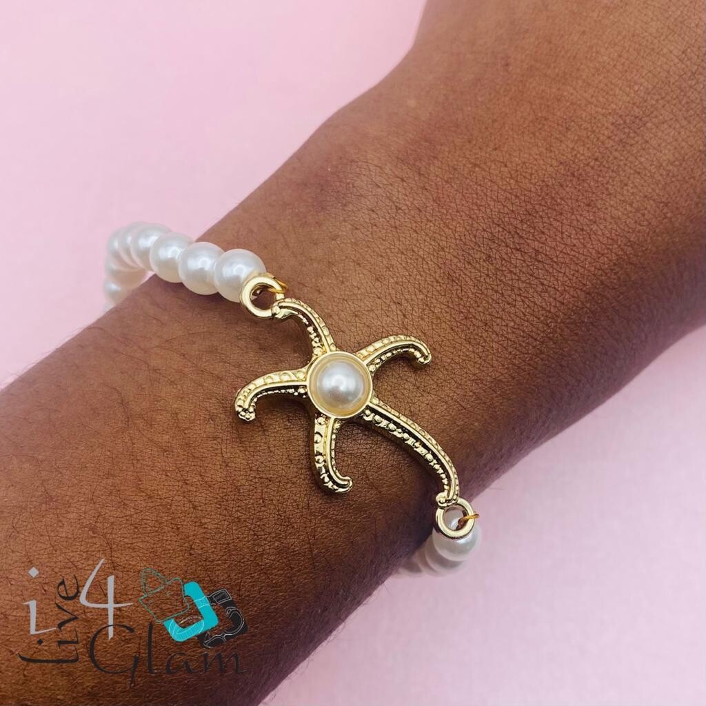 Fashion Pearl and Alloy Starfish Bracelet