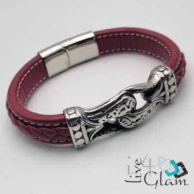 Bali Stainless Steel Leather Bracelet