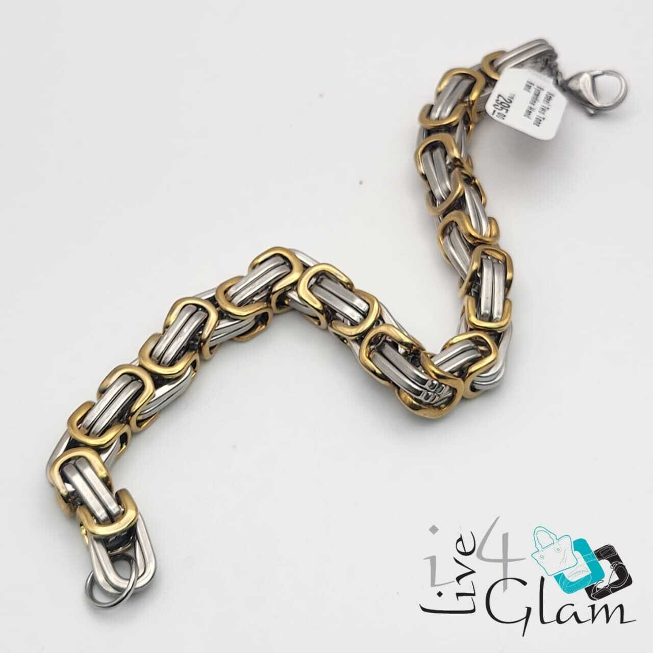 Stainless Steel Two Tone Byzantine Hand Band