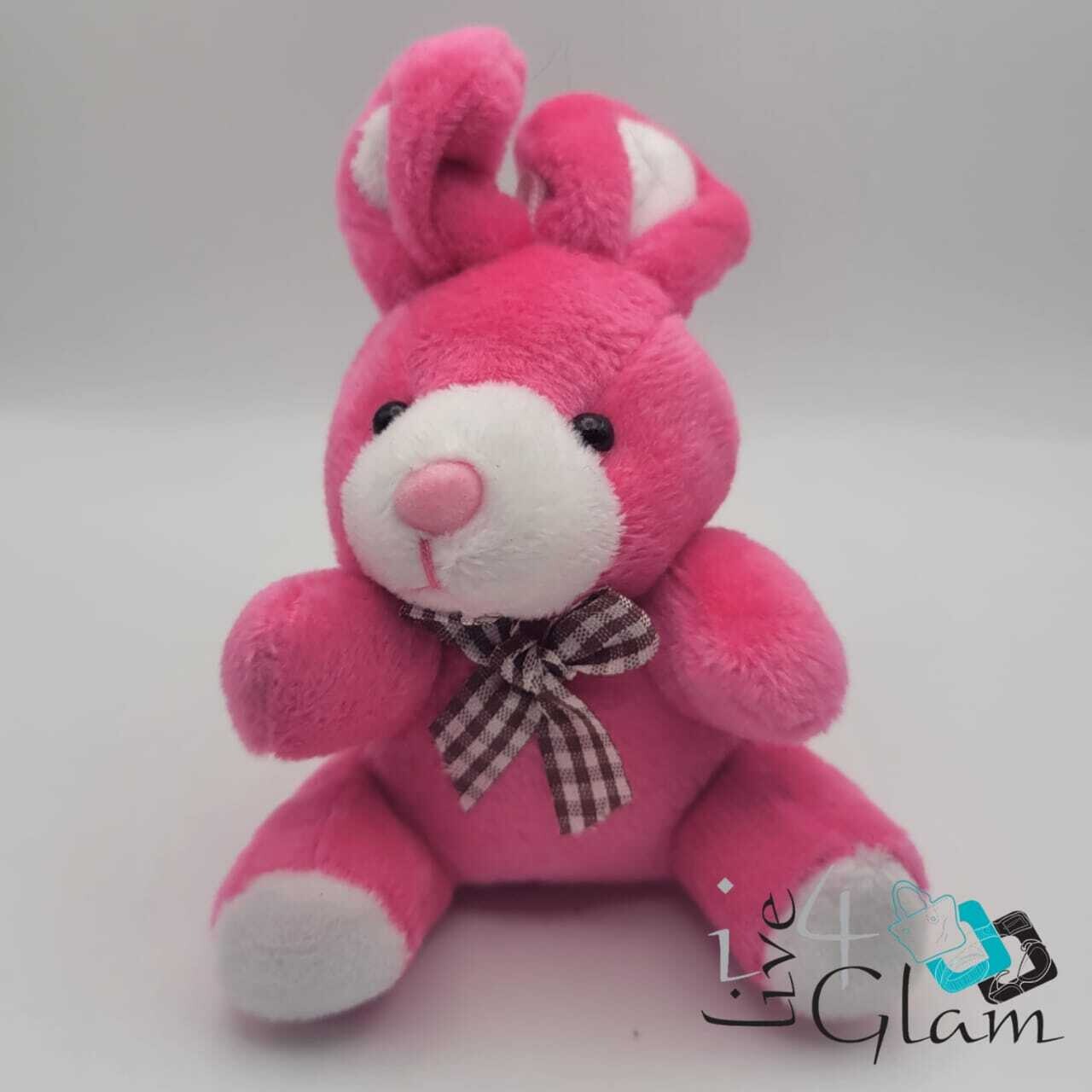 Plush Bunny Keychain, Color: Dark Pink