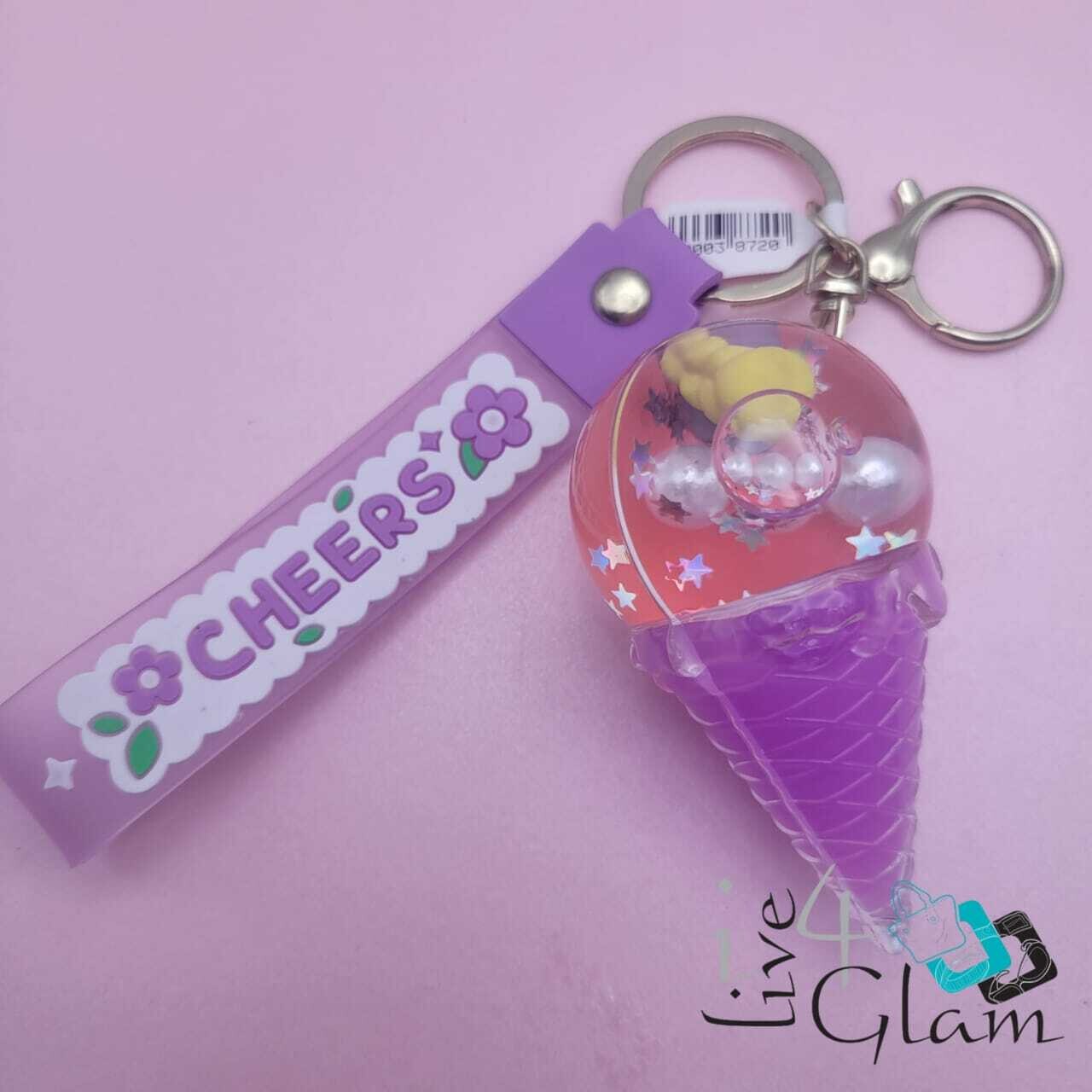 Ice-Cream Cone Keychain, Color: Purple
