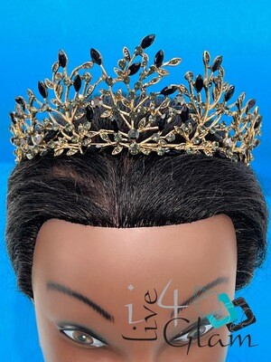 Black and Gold Green Crystal Tiara