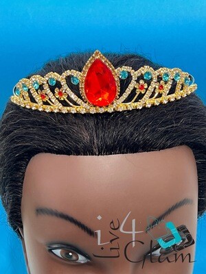 Gold with Large Red Stone Tiara