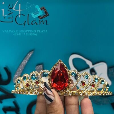 Gold with Large Red Stone Tiara