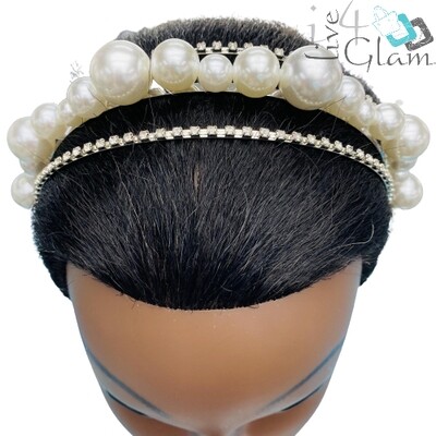 Small/Large Pearl 2 Layer Tennis Chain Headband