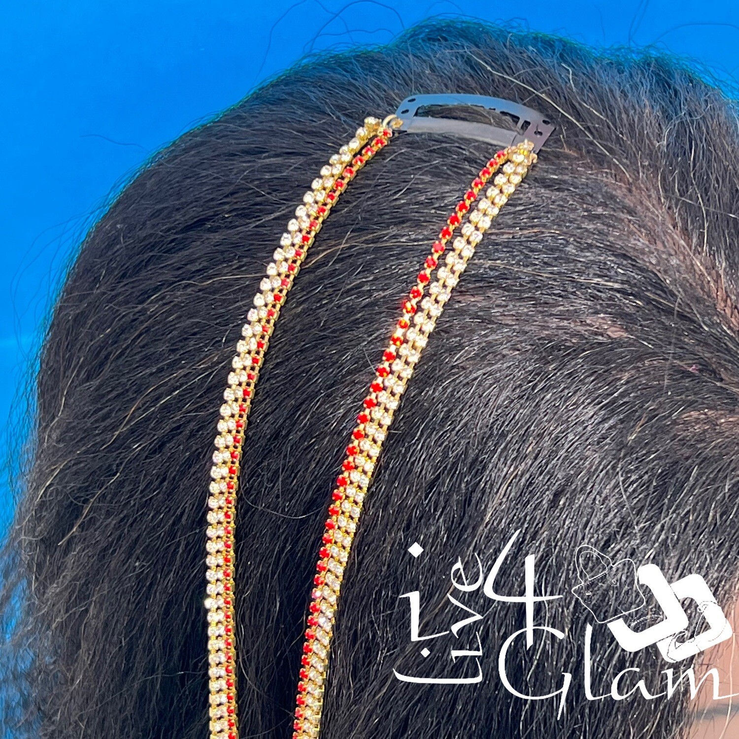 Rhinestone Tassel Hair Clip, Color: Red/Clear