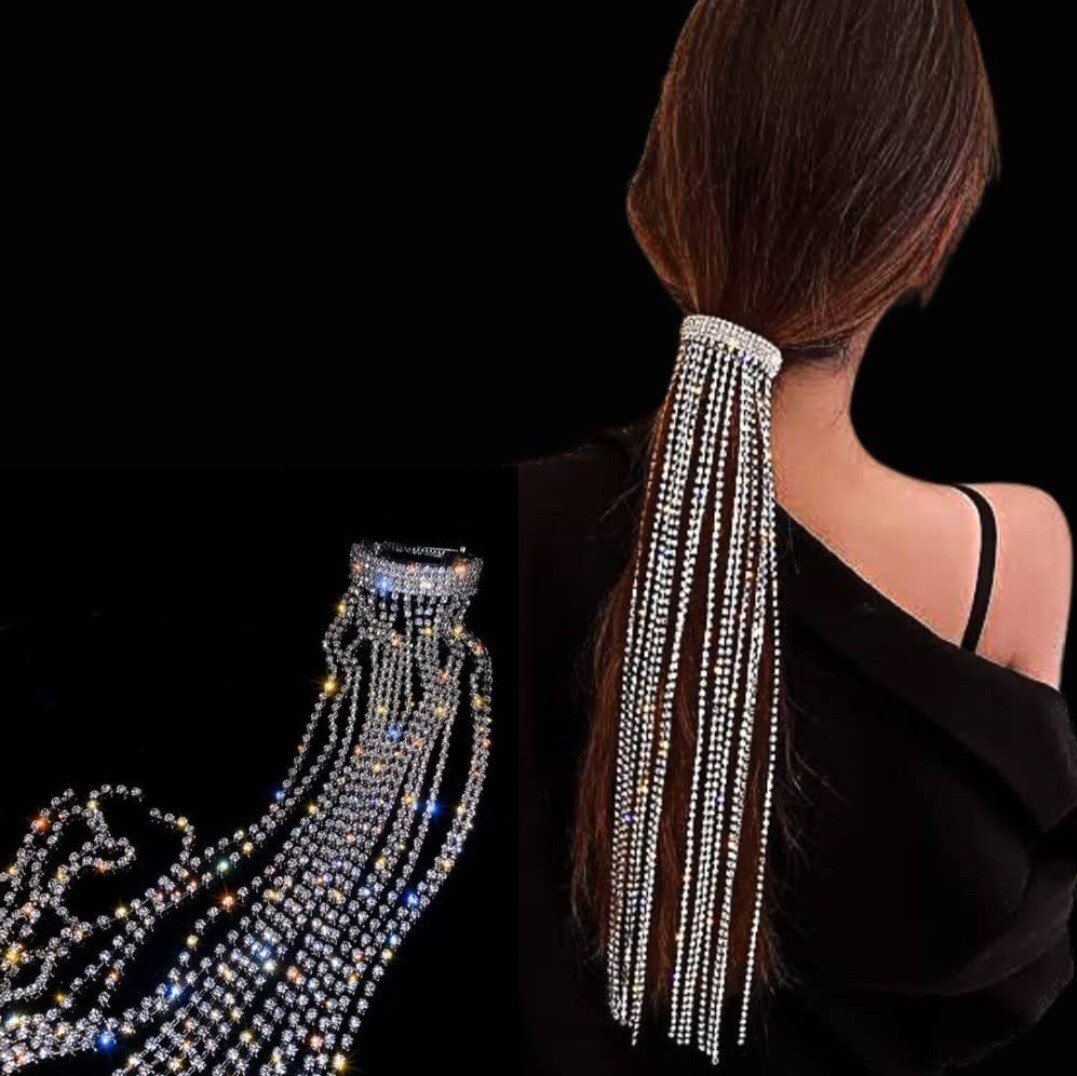 Fancy Rhinestone Tassel Hair Clip