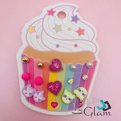 Cupcake Cat 7pc  Earring Set