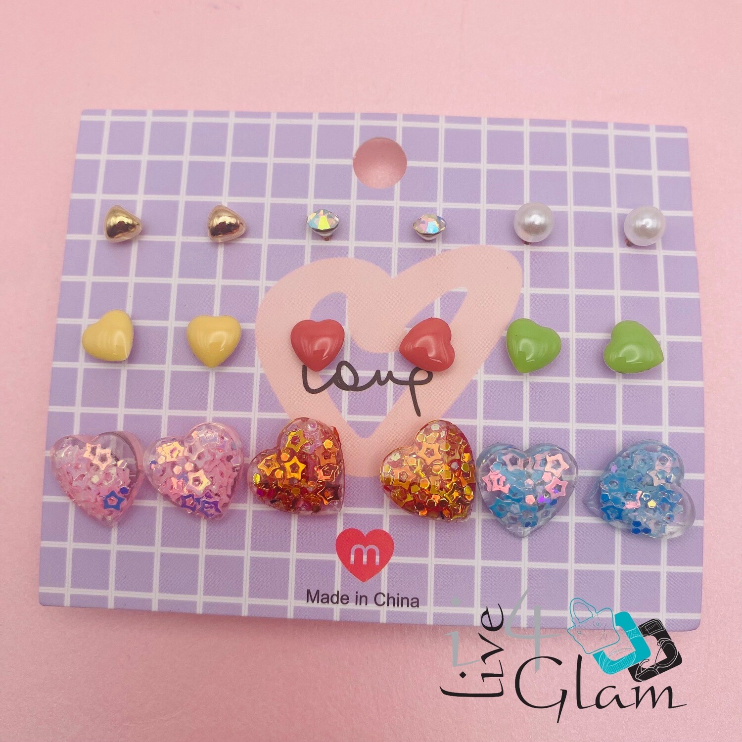 Heart Multicolour 9pcs Earring Set
