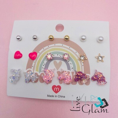 Unicorn Stopper 9 pcs Earring Set