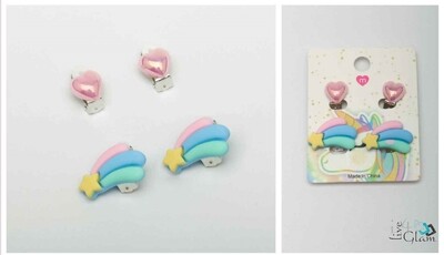 Coloured Flying Star Heart 4 pcs Earring Set