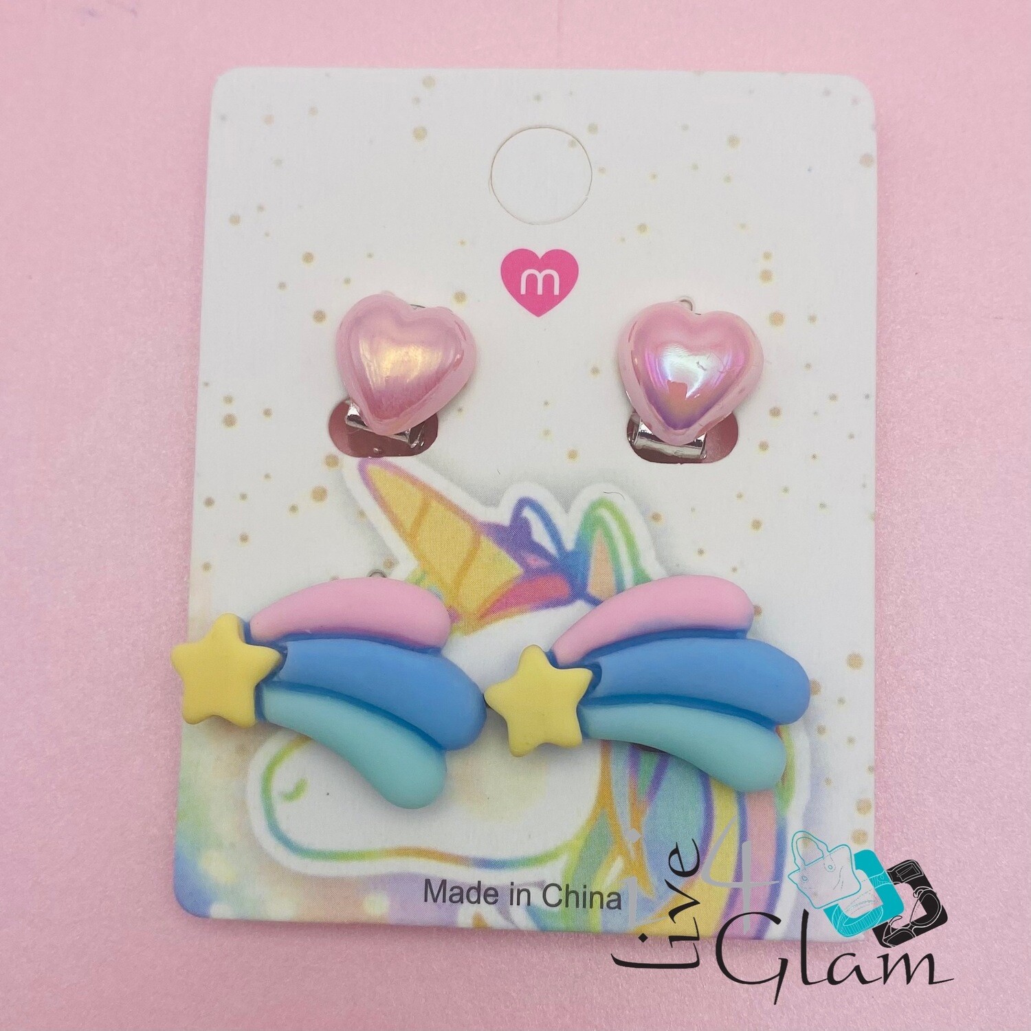 Coloured Flying Star Heart 4 pcs Earring Set