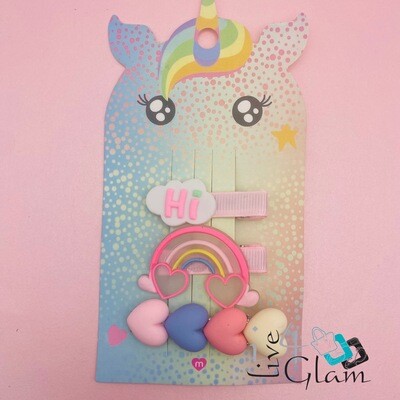 Hi Rainbow Heart Hair Clip
