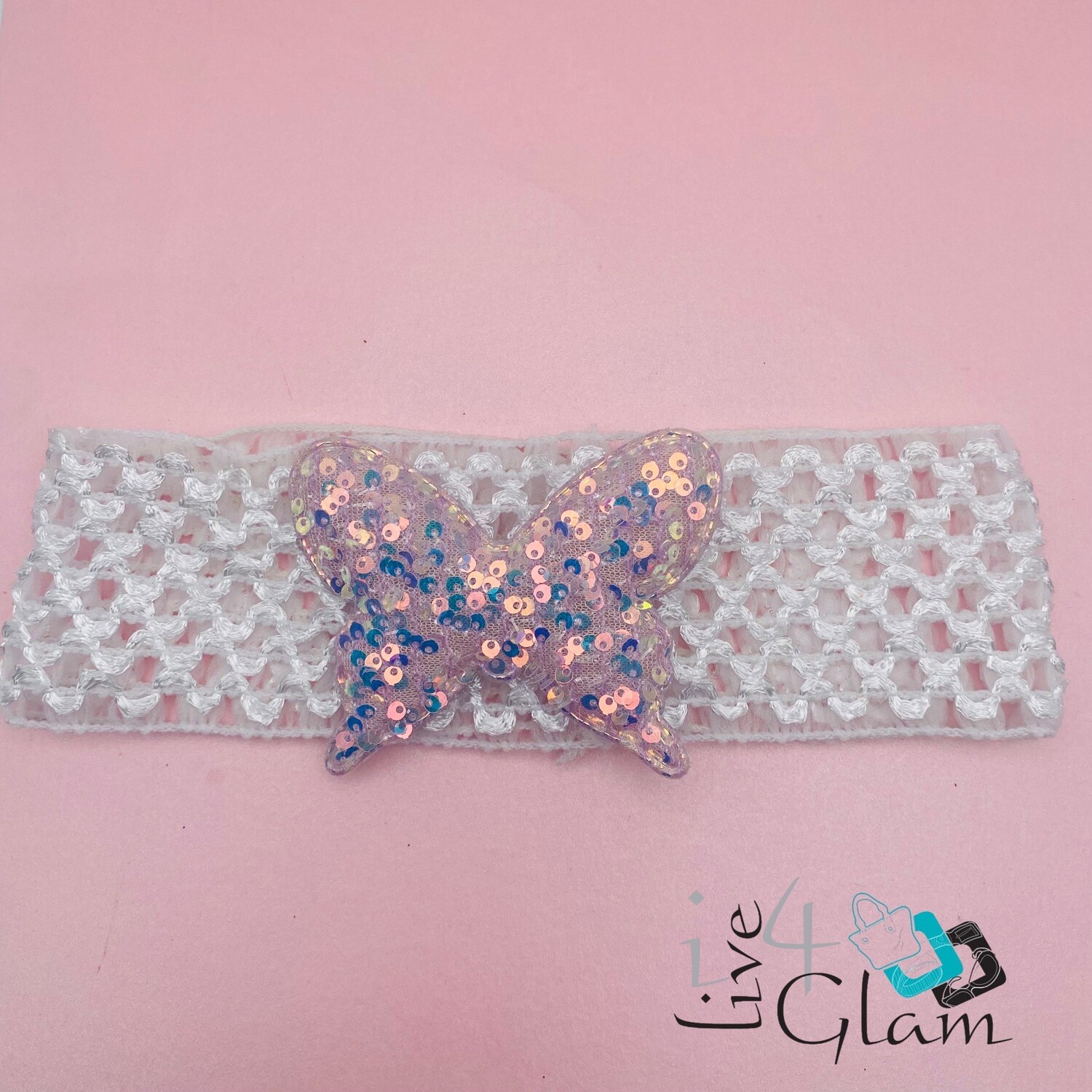 Butterfly Elastic Headband , Color: Purple