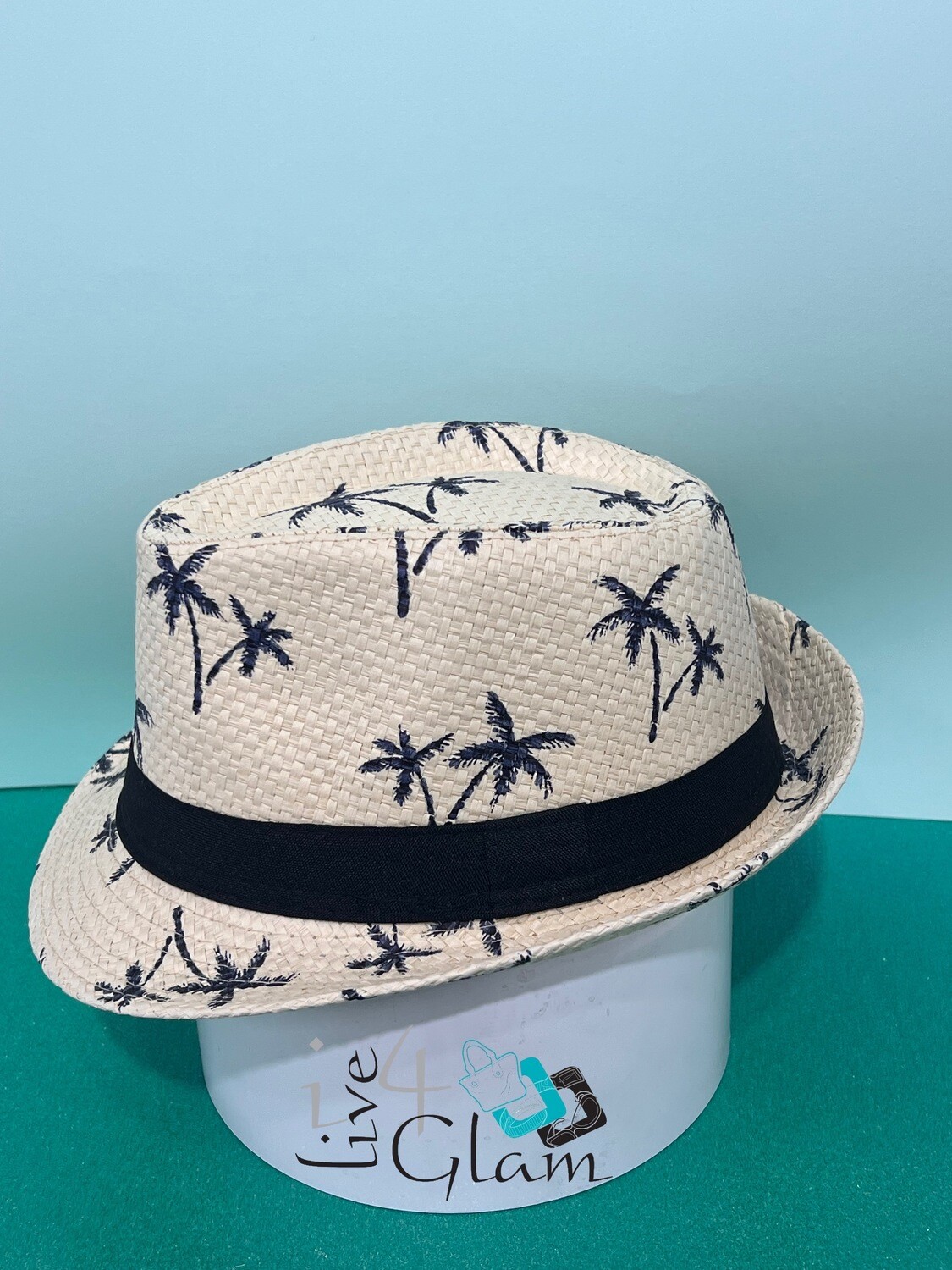 Palm Tree Fedora Hat , Color: Beige