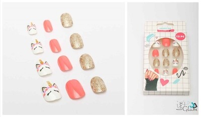 Kids Gold White Unicorn Nail Sticker