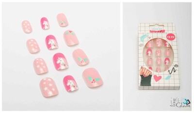 Kids Pink Unicorn with Stars Nail Sticker