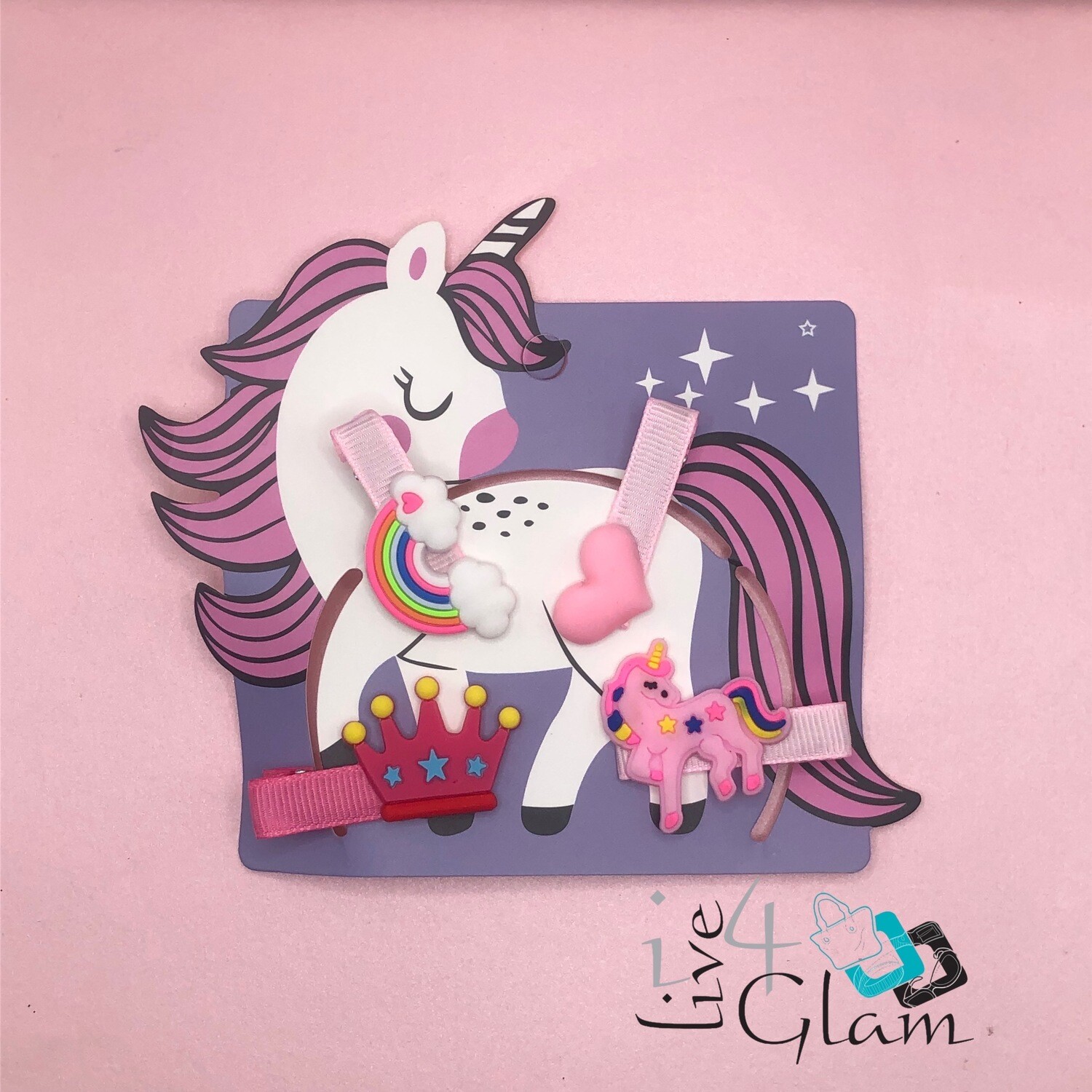 4pk Rainbow Unicorn Crown Hair Clip