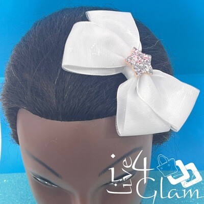White Bow With Silver Star