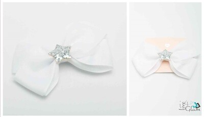 White Bow With Silver Star
