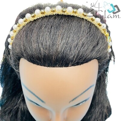 Pearl w Bee/Coloured Cz Headband