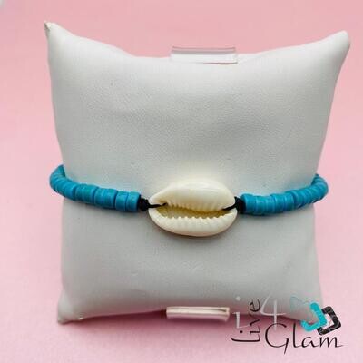 Single Shell Bead Pull String Bracelet