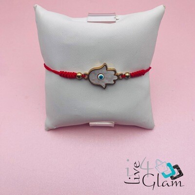 Hamsa Mother of Pearl with Eye String Bracelet