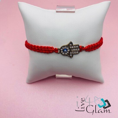 Cz Hamsa Hand String Bracelet