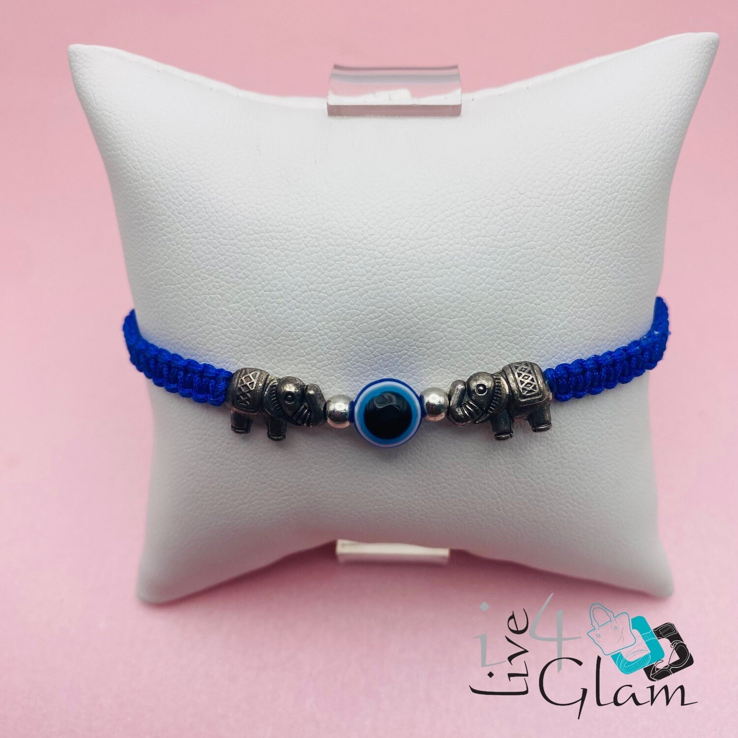 Elephant &amp; Evil Eye String Bracelet , Color: Blue