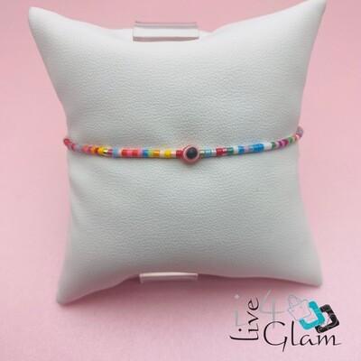 Evil Eye Multicolour Bead Pull String Bracelet