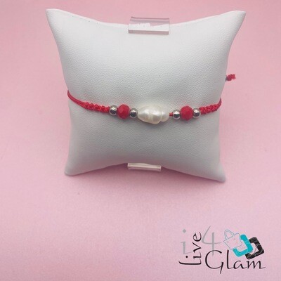 Pearl and Gemstone Pull String Bracelet 