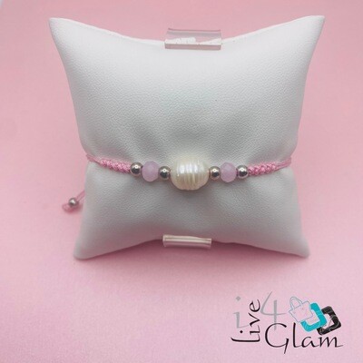 Pearl and Gemstone Pull String Bracelet 