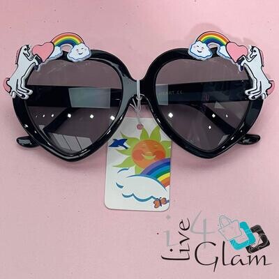 Kid&#39;s Unicorn Heart Shaped Sunglasses, Color: Black