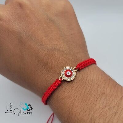 Small Cz Evil Eye String Bracelet