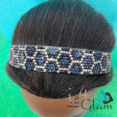 Broad Crystal Headband Medium, Color: Blue/White