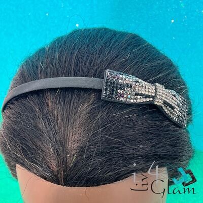 Crystal Bow Silicone Headband, Color: Black/White