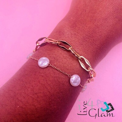 Fashion Pearl and Alloy Paperclip Bracelet