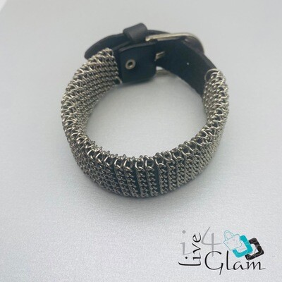 Stainless Steel and Leather Hand Band