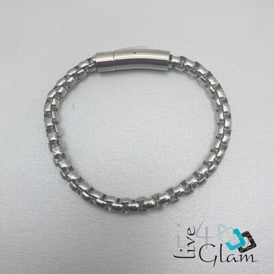 Stainless Steel Silver Mirror Link Hand Band