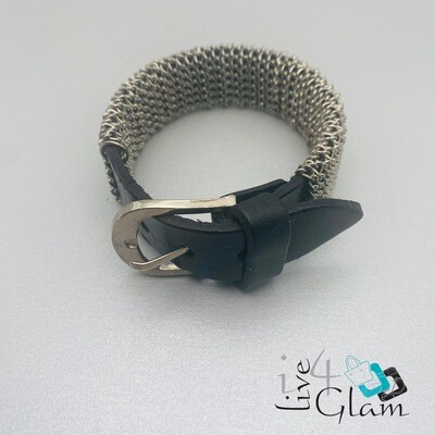 Stainless Steel and Leather Hand Band