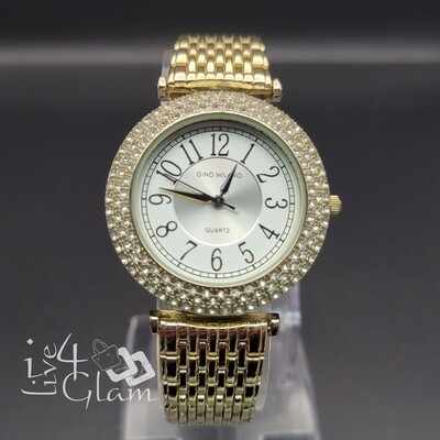 Gold CZ Number Dial Watch