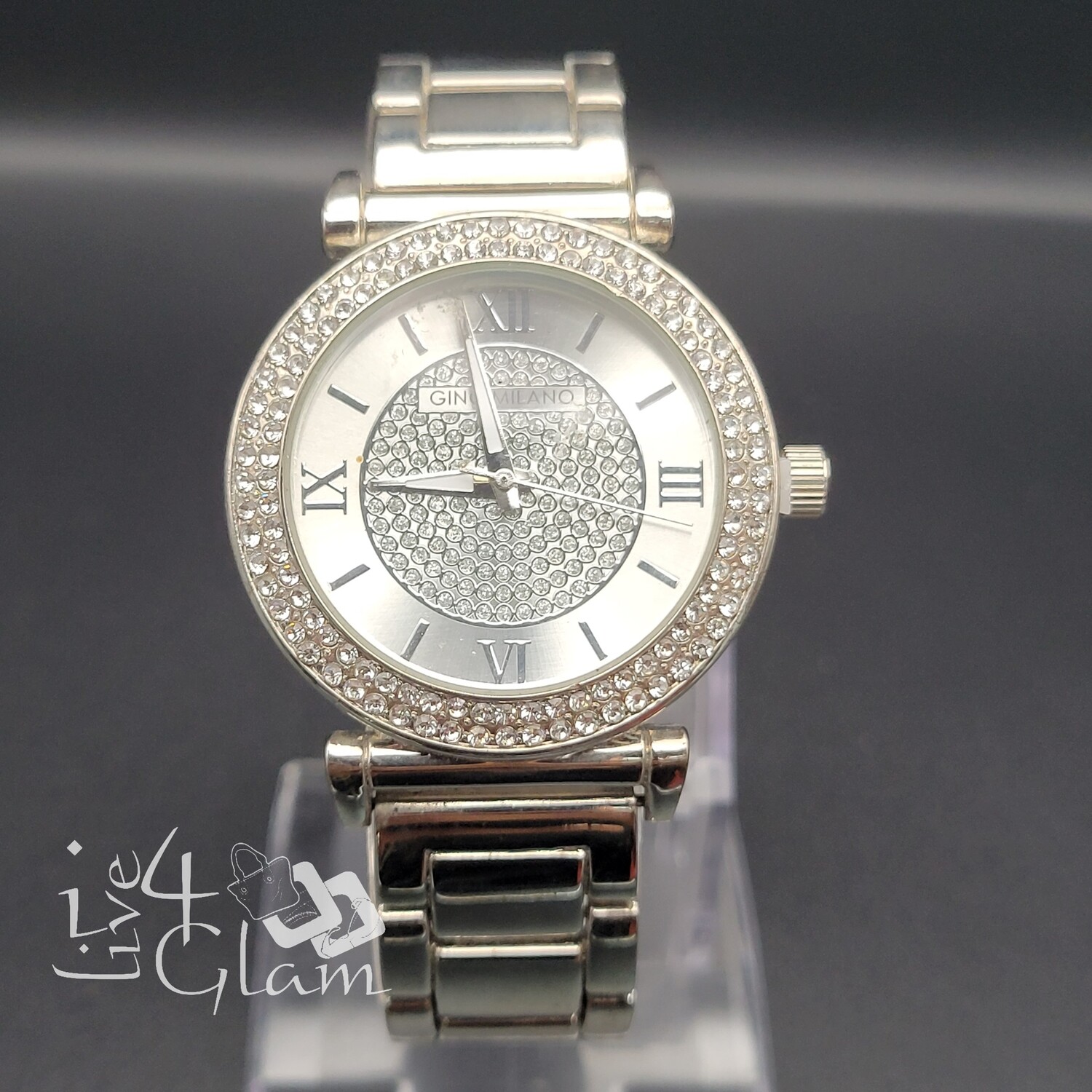 CZ Double Rim, CZ Face Watch, Color: Silver