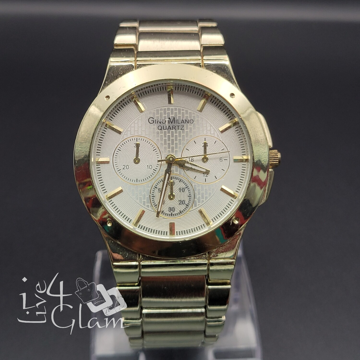 Plain 3 Dial Gold Men Watch