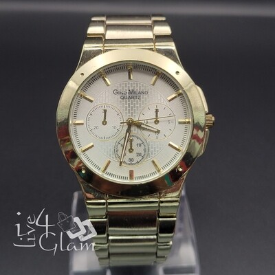 Plain 3 Dial Gold Men Watch
