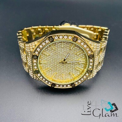 Iced Out Fashion Audemars CZ Watch Gold