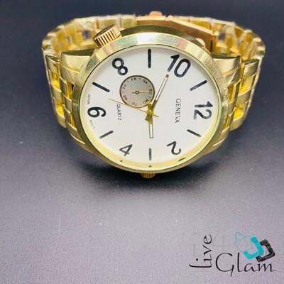 Large Face And Number Gold watch