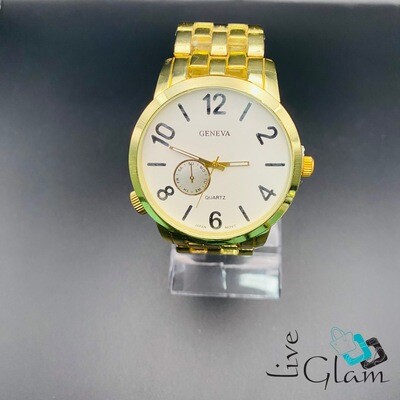 Large Face And Number Gold watch