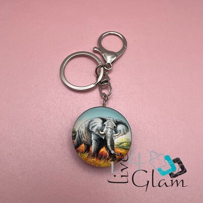 Glass Elephant Key Chain