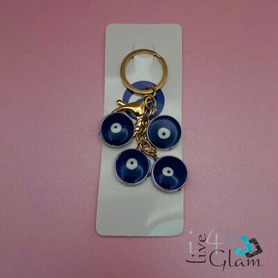 Hanging Evil Eye Key Chain Dark Blue Gold